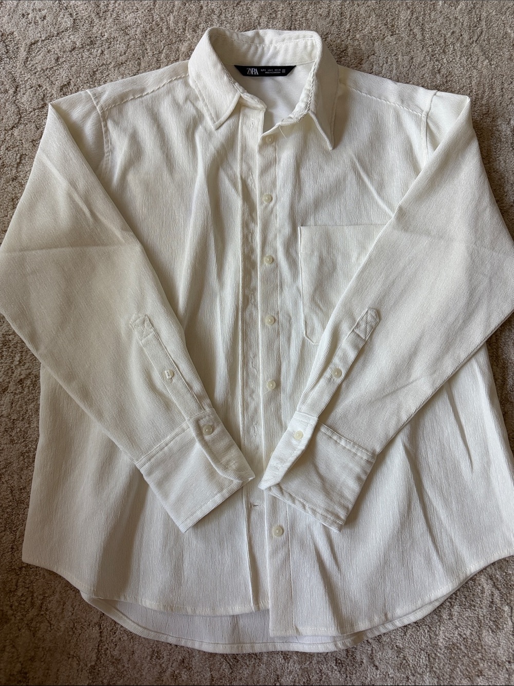 ZARA Women’s Cream Button-Down Long Sleeve Shirt